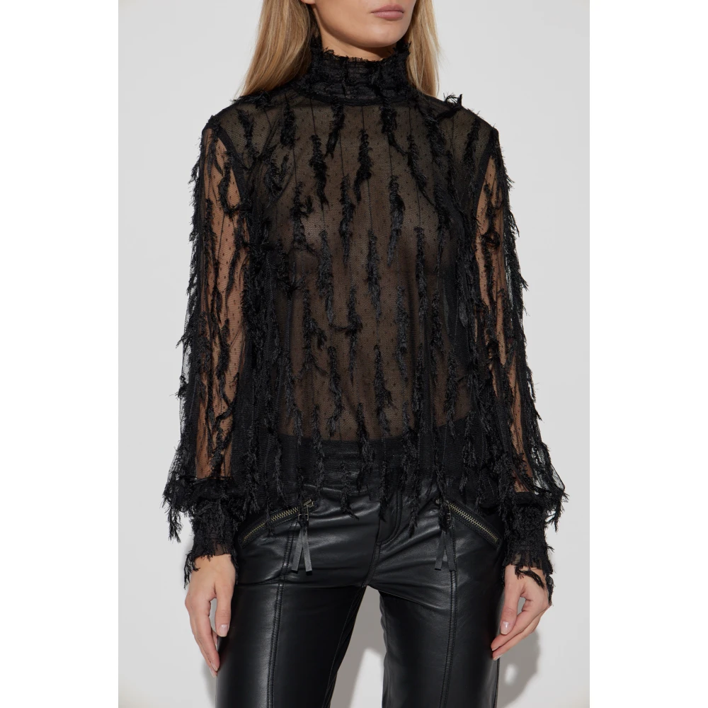 Munthe Top met decoratieve afwerking Black Dames