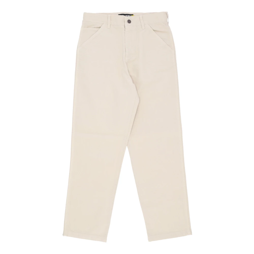 Iuter Men's Beige Straight Trousers, W34, Cotton Canvas Work Trousers, 5 Pockets
