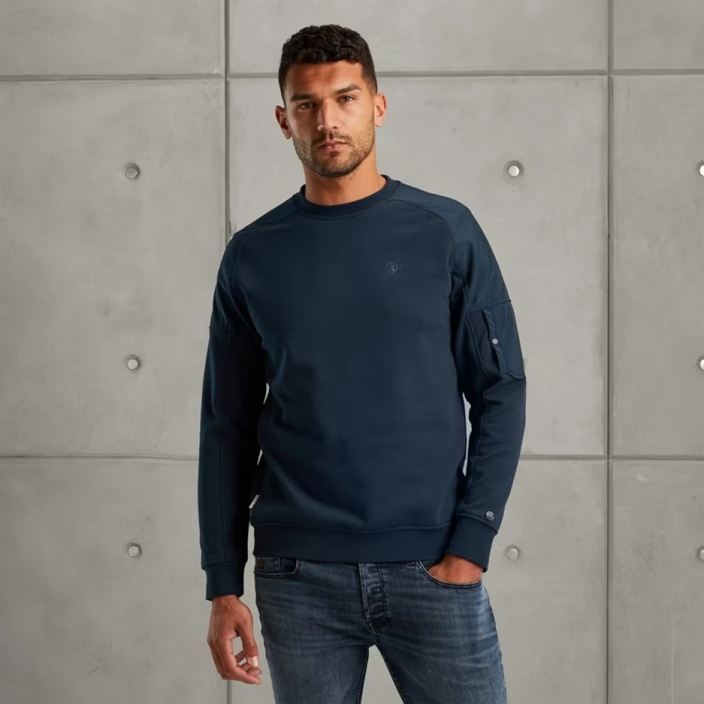 Cast Iron Terry Sweatshirt Regular Fit Blue Heren