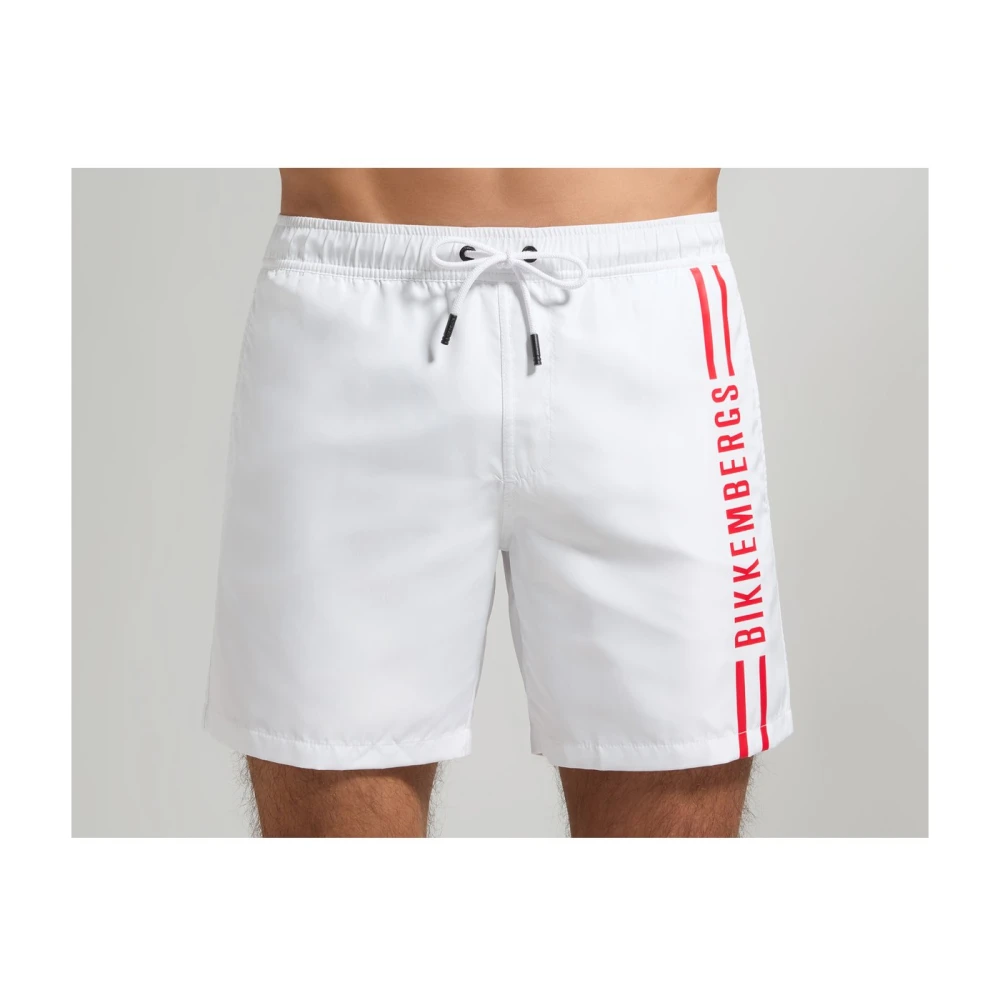 Bikkembergs Zijlogo Zwemshorts Wit White Heren