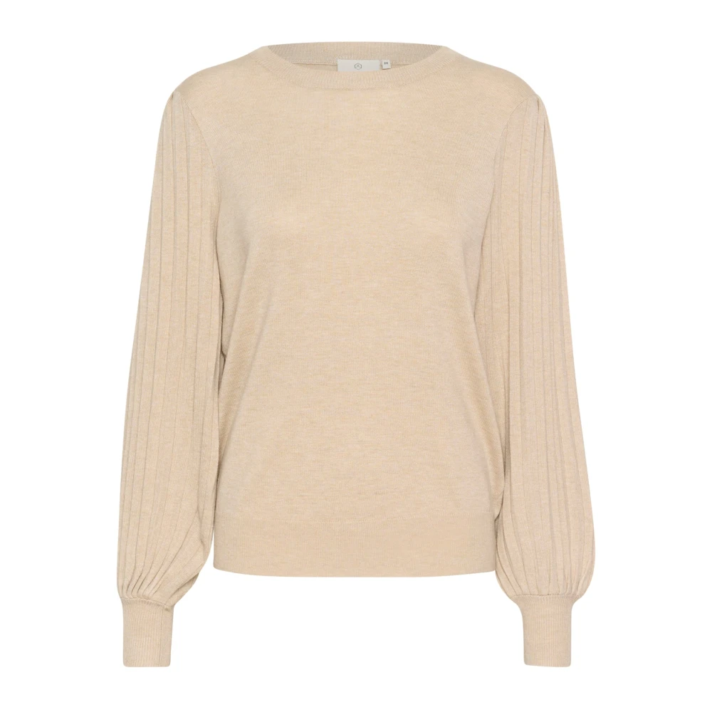 Kaffe Women's Beige Round-Neck Knitwear, 2XL, Kalone Knit Pullover