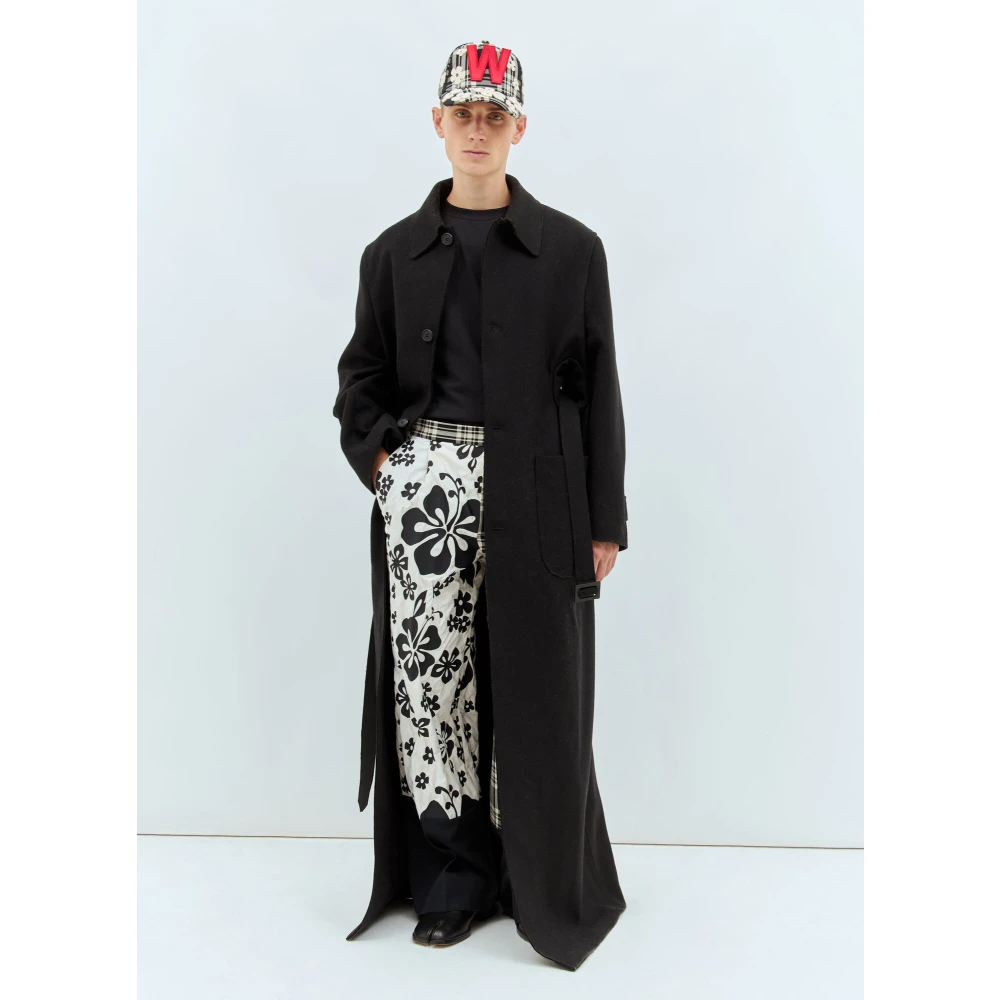 Walter Van Beirendonck Maxi Coat in gecoate viltwol Black Heren