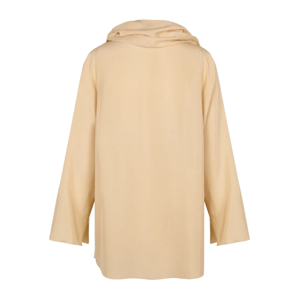 Cortana Zijden Wrap Blouse met Shawl Kraag Beige Dames