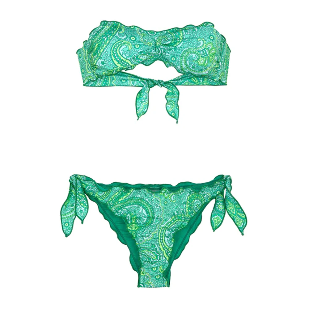 F**k Verstelbare Band Bikini van Lycra Stof Green Dames