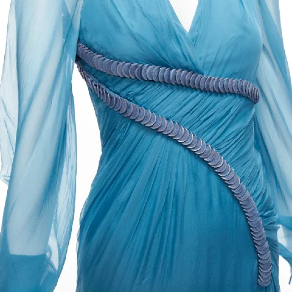 Versace Pre-owned Silk dresses Blue Dames