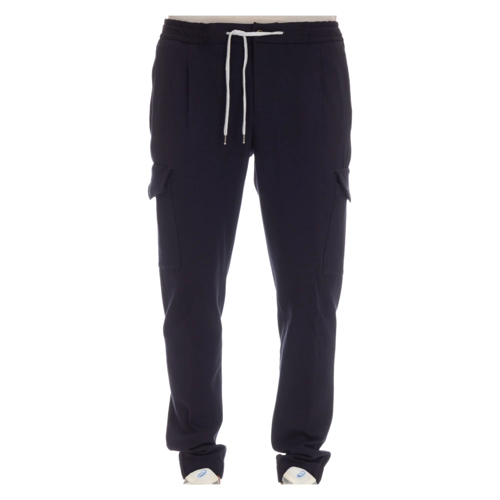 PT Torino Blauwe Cargo Broek Elastische Taille Blue Heren