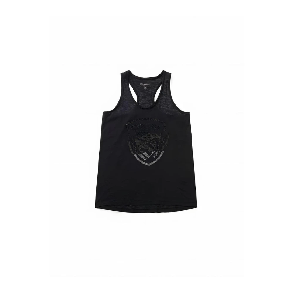 Blauer Zwarte katoenen tanktopcollectie Black Dames