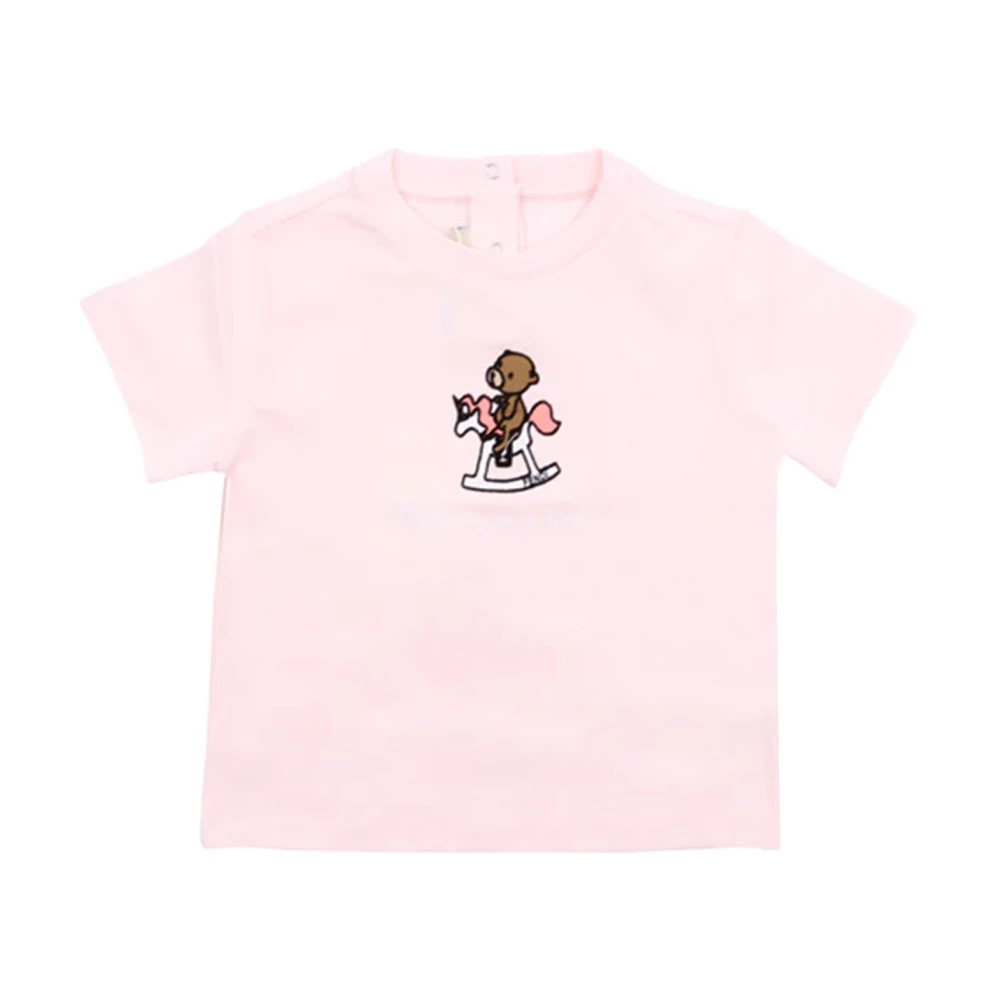 Fendi Teddy Print Barn T-shirt Jersey Stretch Pink, Flicka