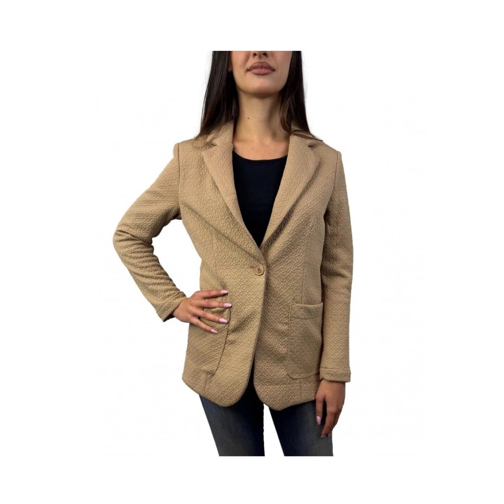 Dixie Beige jas met polyester en elastaan Beige Dames