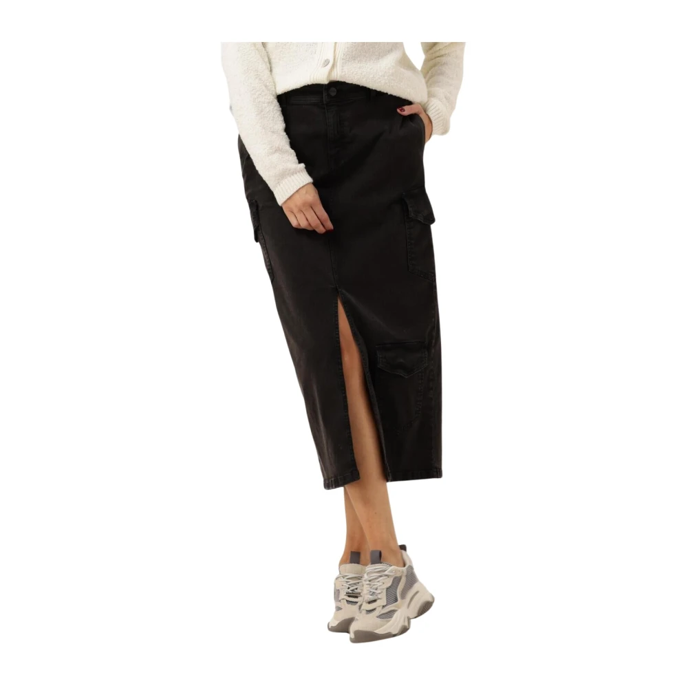 Nukus Veelzijdige Zwarte Midi Rok Black Dames