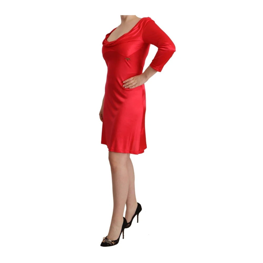 John Galliano Rode Elegante Knielange Etui Jurk Red Dames