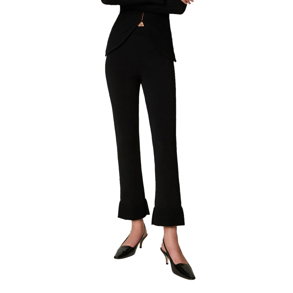 Twinset Zwarte Cropped Flare Broek Black Dames