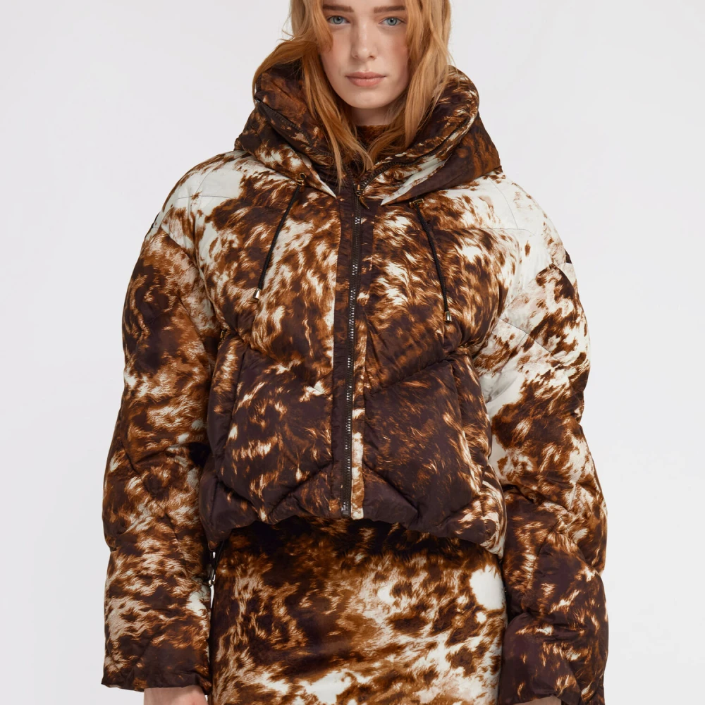 Roberto Cavalli Appaloosa Print Puffer Jas Brown Dames