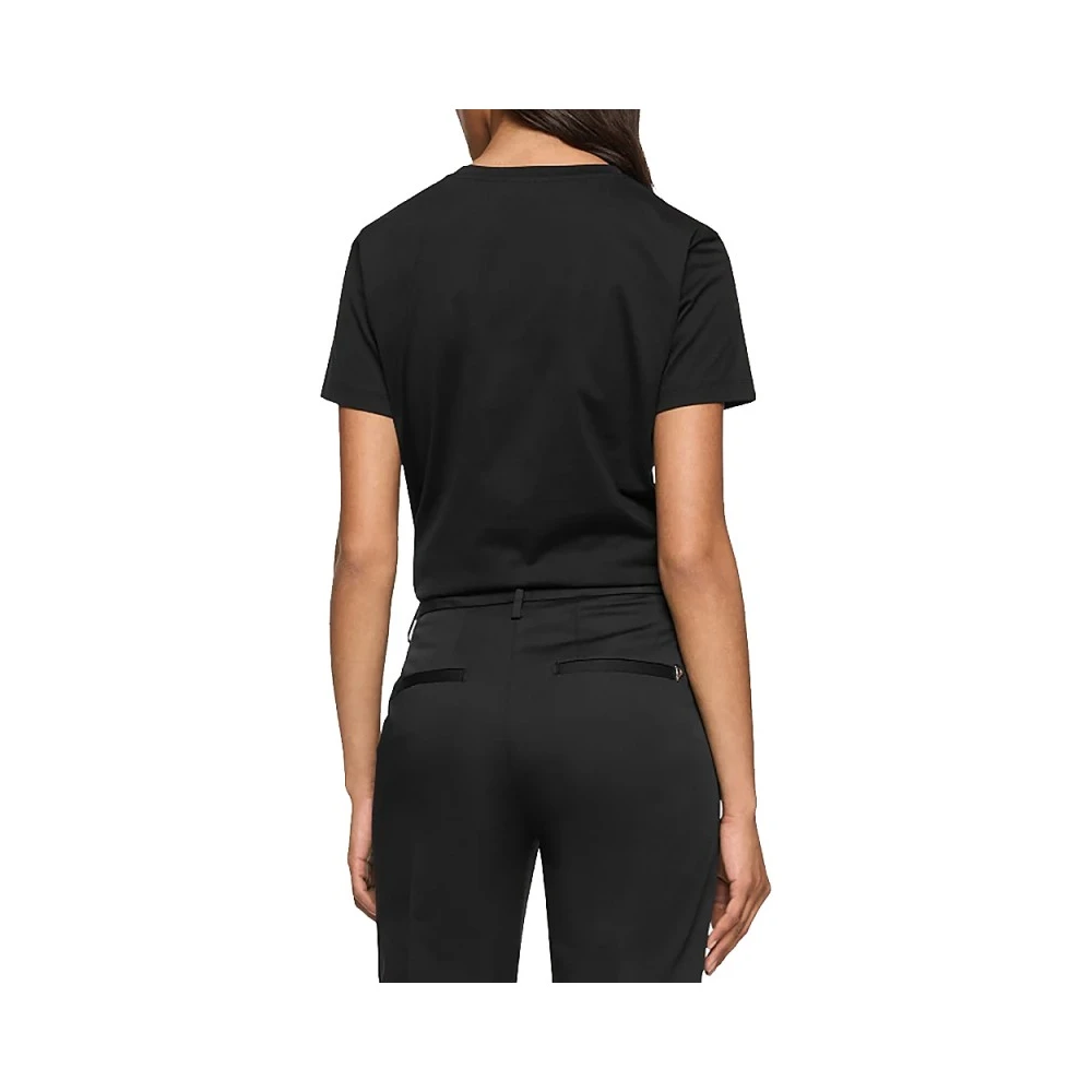 Dondup Zwarte Katoenen T-shirt met Geborduurd Logo Black Dames