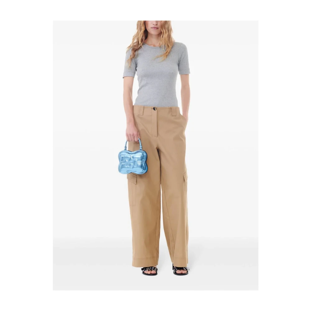 Ganni Cargo Zak Beige Broek Beige Dames