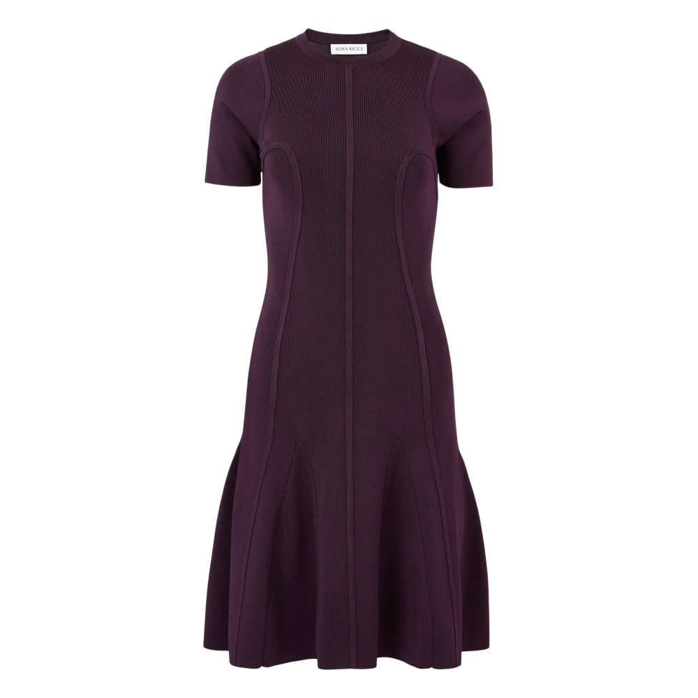 Nina Ricci Peplum Jurk IN Tubular Purple Dames