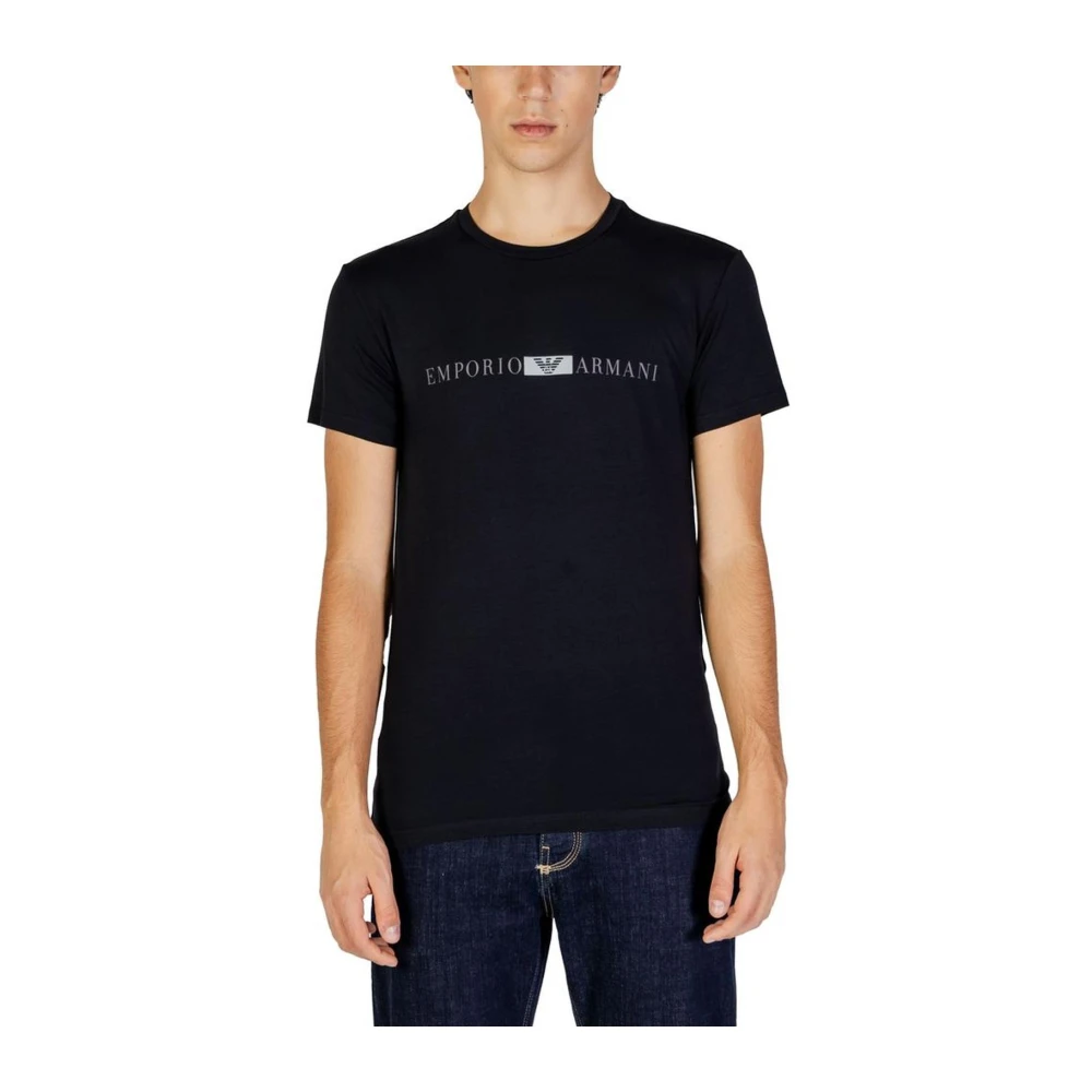 Emporio Armani Zwarte Katoenen T-shirt met Elastaan Black Heren