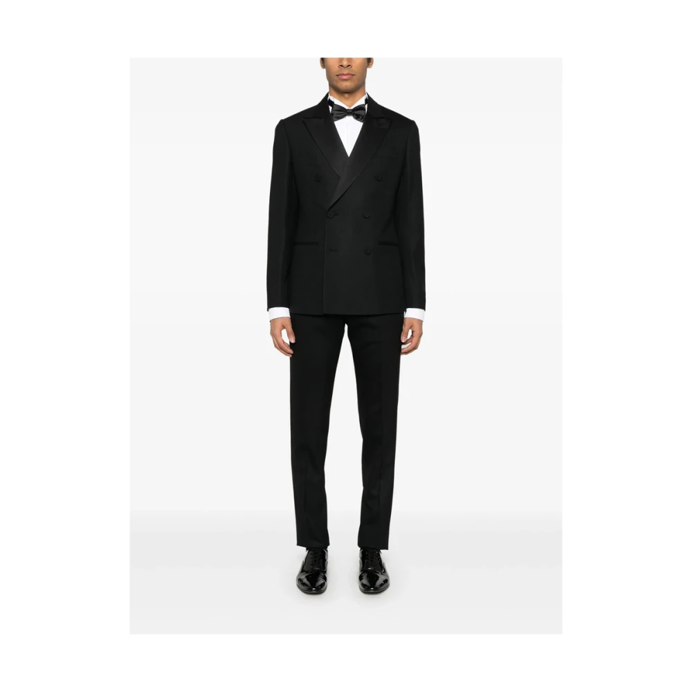 Lardini Zwart pak met verborgen voorknoop Black Heren