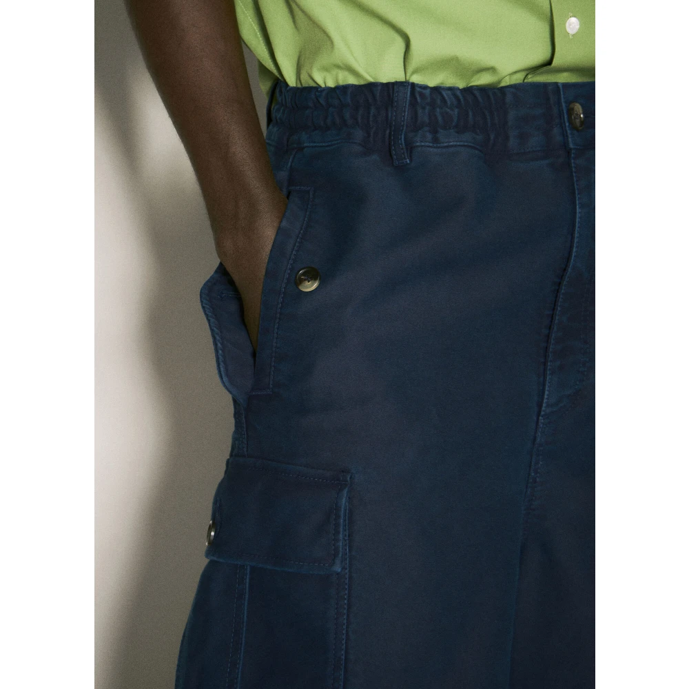 Marni Cargo Broek Zware Weving Italië Blue Heren