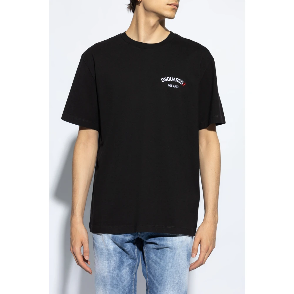 Dsquared2 T-shirt met logo Black Heren