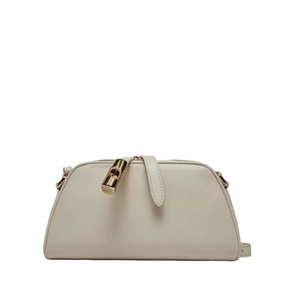 Furla Gele Schoudertas met Glanzende Afwerking Yellow Dames