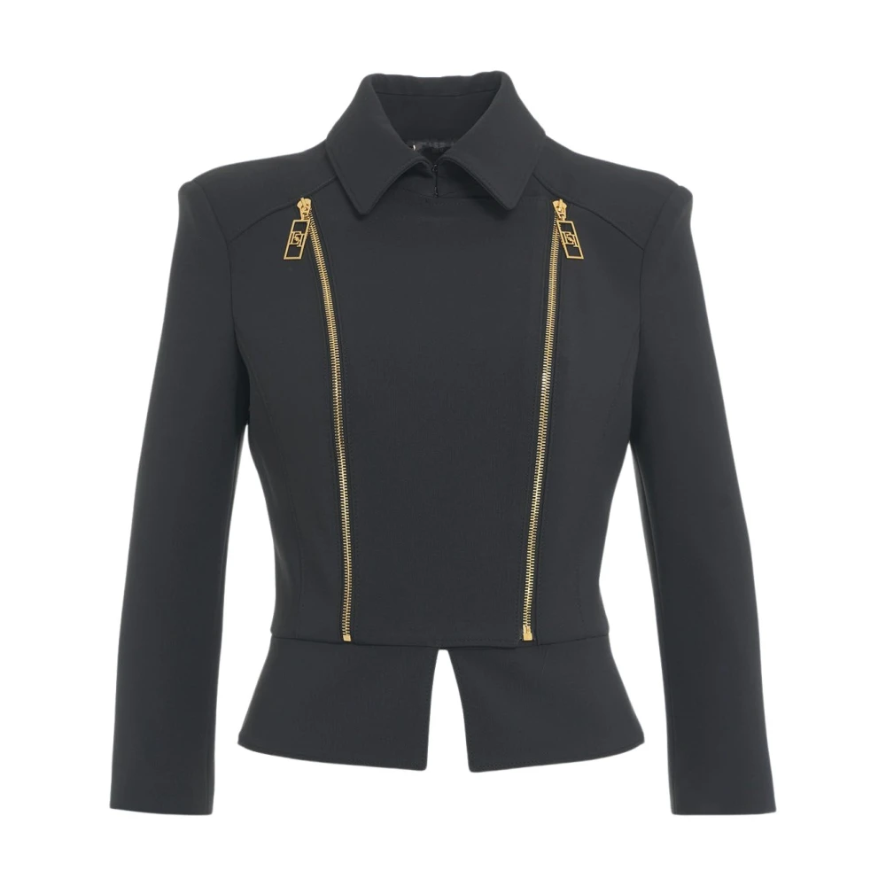 Elisabetta Franchi Svart Peplum Blazer Aw24 Black, Dam