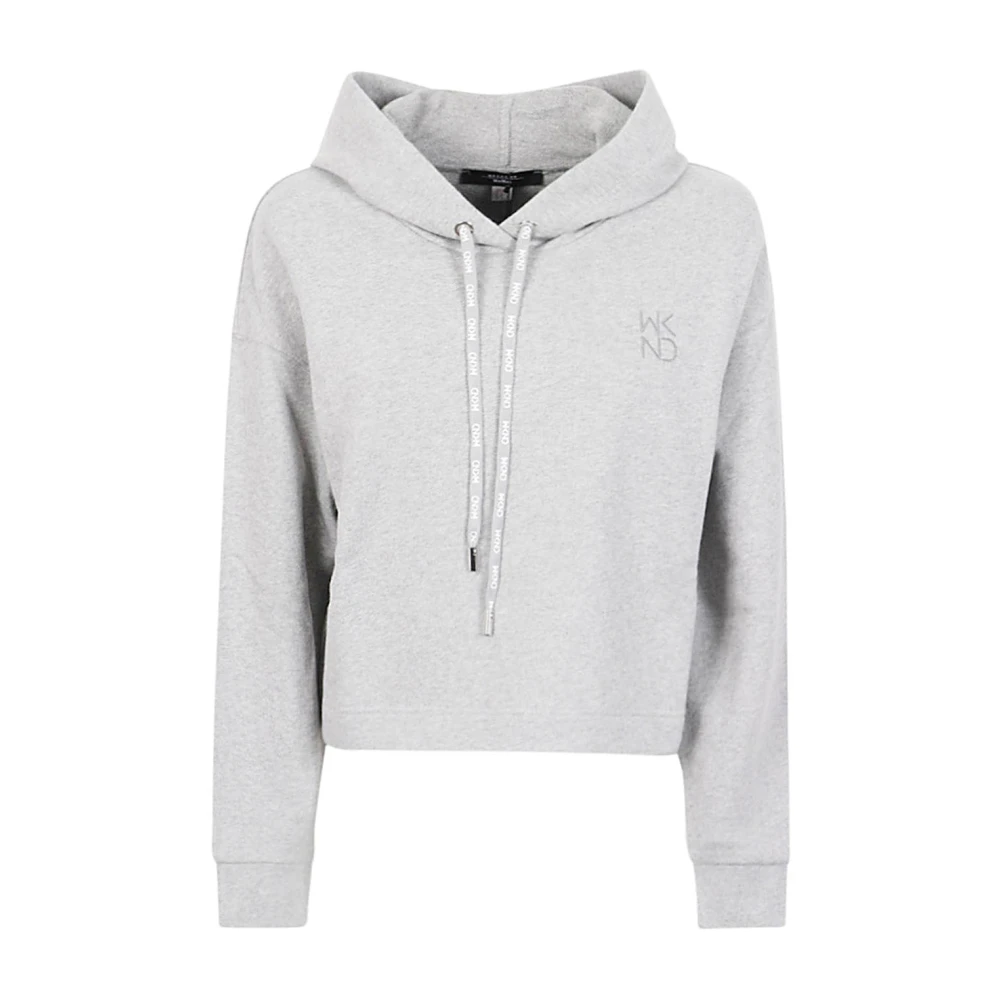 Max Mara Weekend Grijze Katoenen Crop Hoodie met Logo Gray Dames