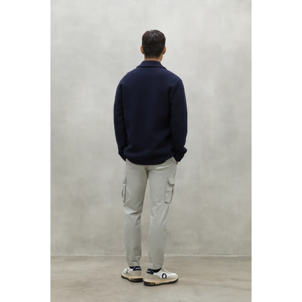 Ecoalf Blauwe Wollen Jas met Knopen Blue Heren