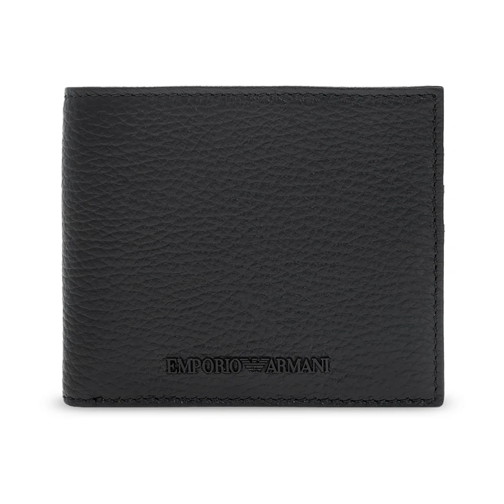 Emporio Armani Men's Black Tumbled Leather Wallet With Coin Pocket - Wallets & Cardholders - One Size - Accessories