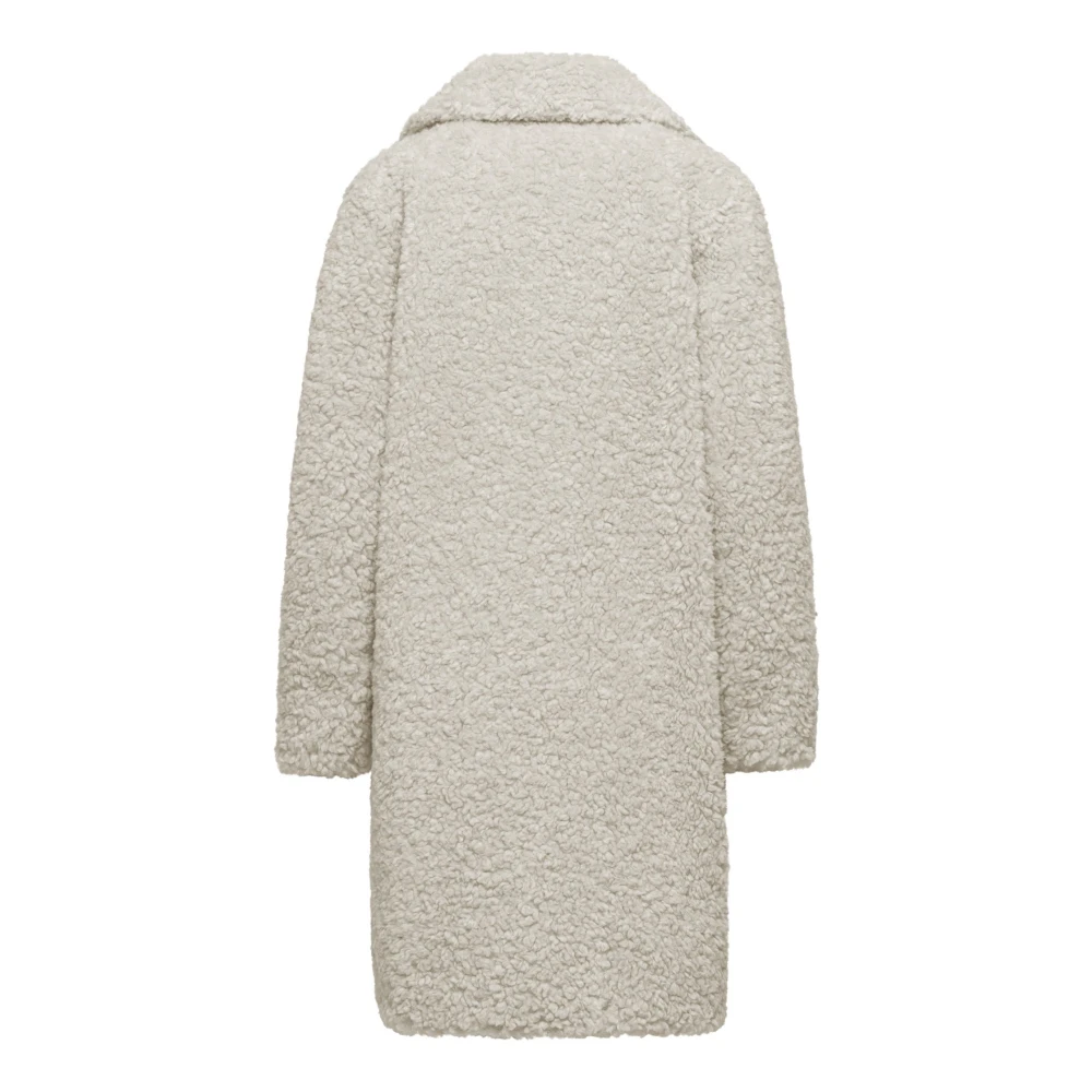 BomBoogie Krul-effect Sherpa Fleece Jas met Revers Beige Dames