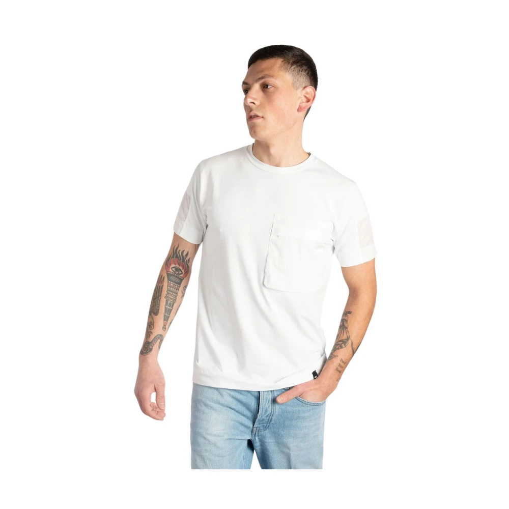Duno Ademend katoenen T-shirt met voorzak White Heren