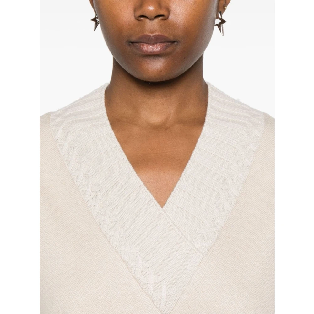 D.Exterior Beige Chevron Gebreide Trui Beige Dames