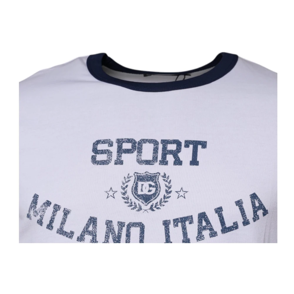 Dolce & Gabbana Wit Grafisch Print Katoenen T-shirt White Heren