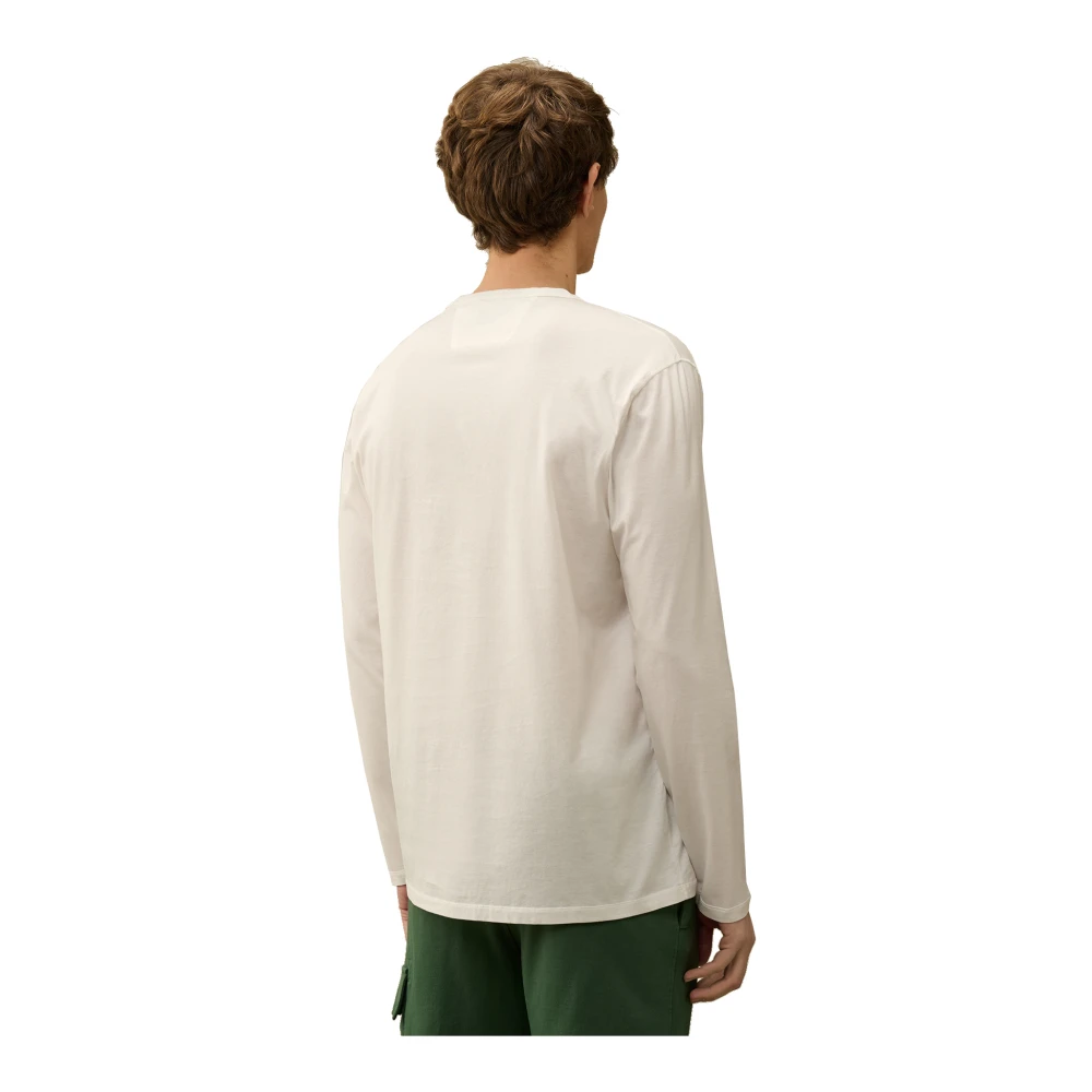 C.P. Company Lange Mouw Logo Print Jersey T-shirt White Heren