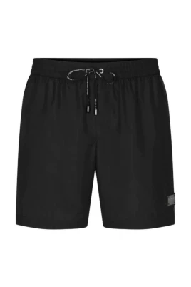 Svarta herr badshorts med logoplatta