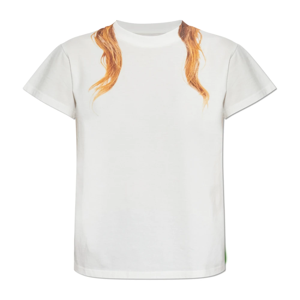 Mm6 Maison Margiela Donna Bianco T-Shirt Stampata