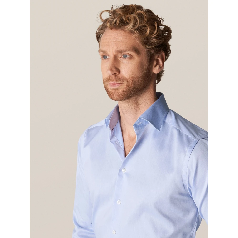 Eton Lichtblauw Super Slim Signature Twill Overhemd Blue Heren