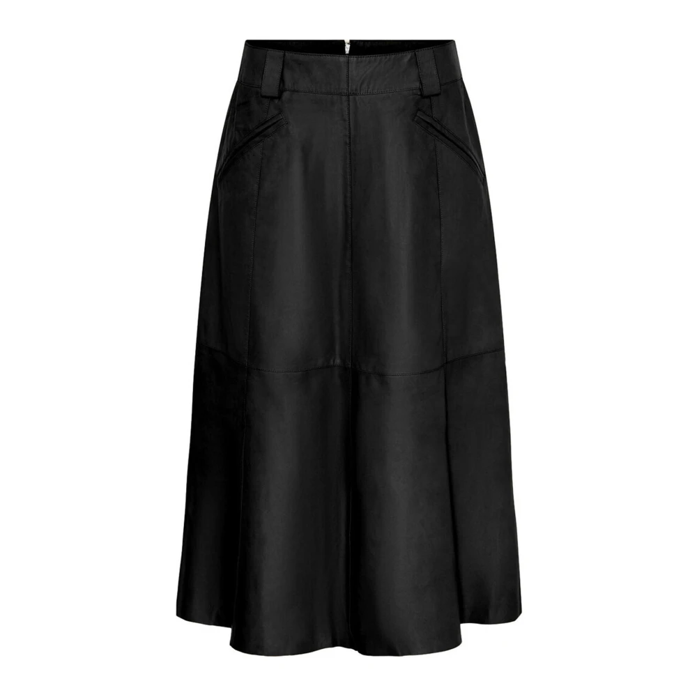 Notyz Svart läder A-linje kjol 11287 Black, Dam