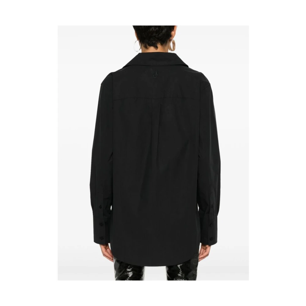 JW Anderson Zwart Poplin Asymmetrisch Shirt Ontwerp Black Dames