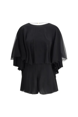 Silk Crepe Playsuit med Rynkad Design