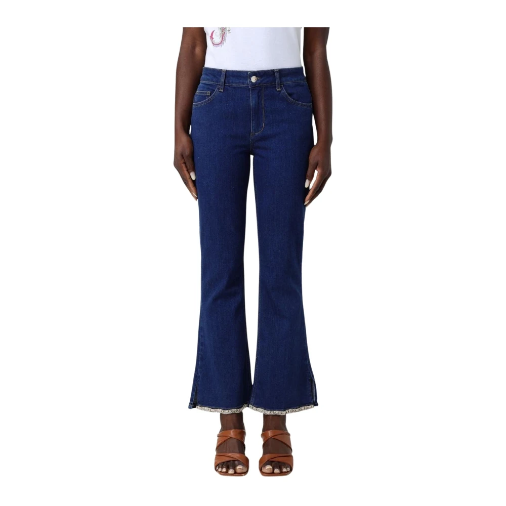 Liu Jo Women's Blue Flared Jeans,, Embellished Flared Jeans W28