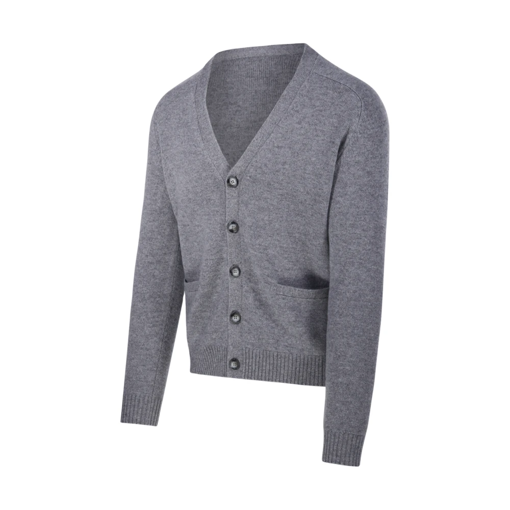 Cashmere Company Grijze Medium Cardigan Sweater Gray Heren
