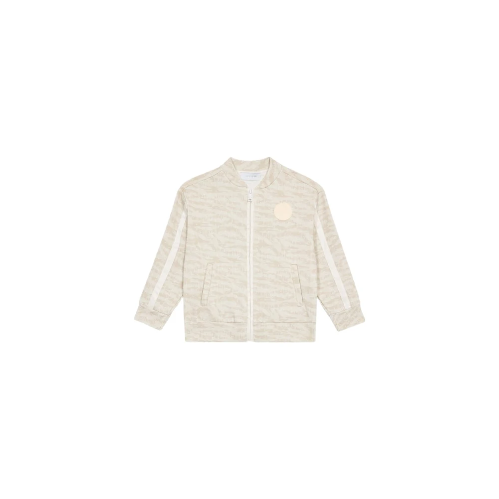 Roberto Cavalli Tiger Skin Print Zip-Up Sweatshirt - Male - Kids Sweatshirts - Beige - 12 Y - Kids