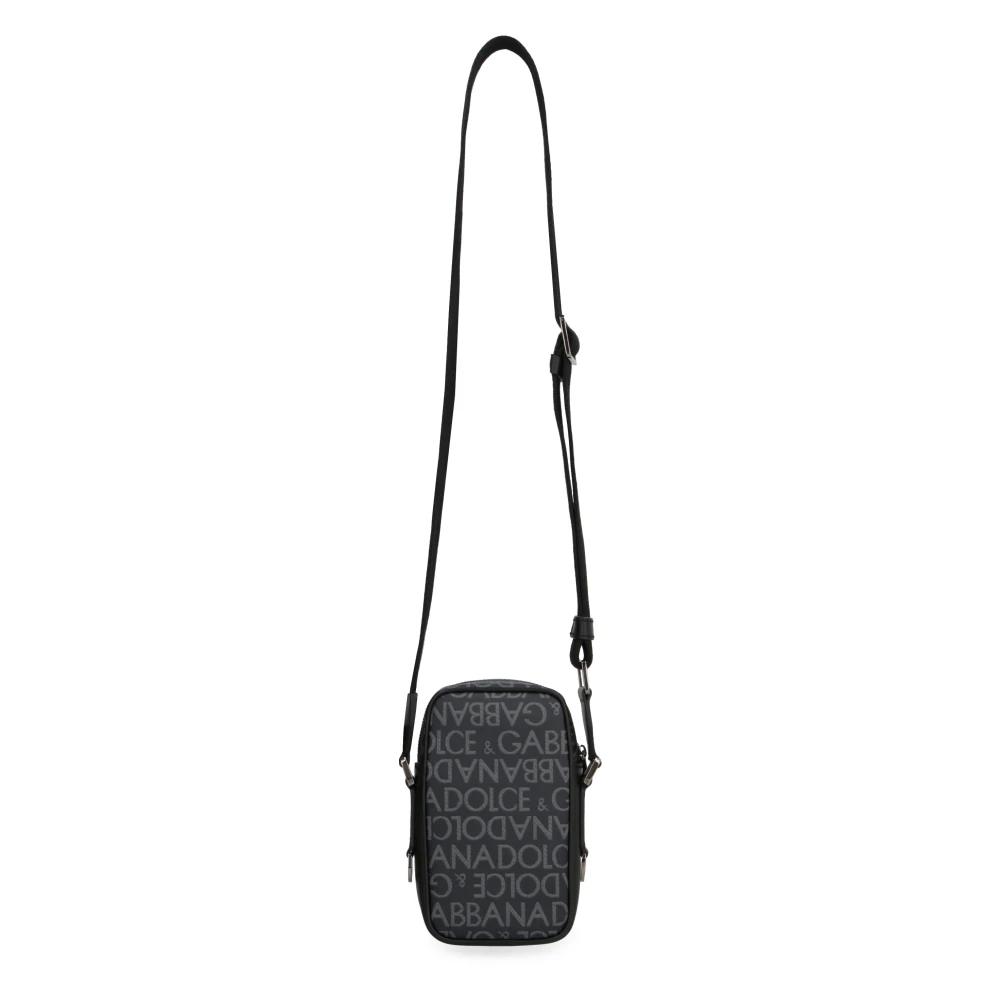 Dolce & Gabbana Canvas Schoudertas met Logo Print Gray Heren