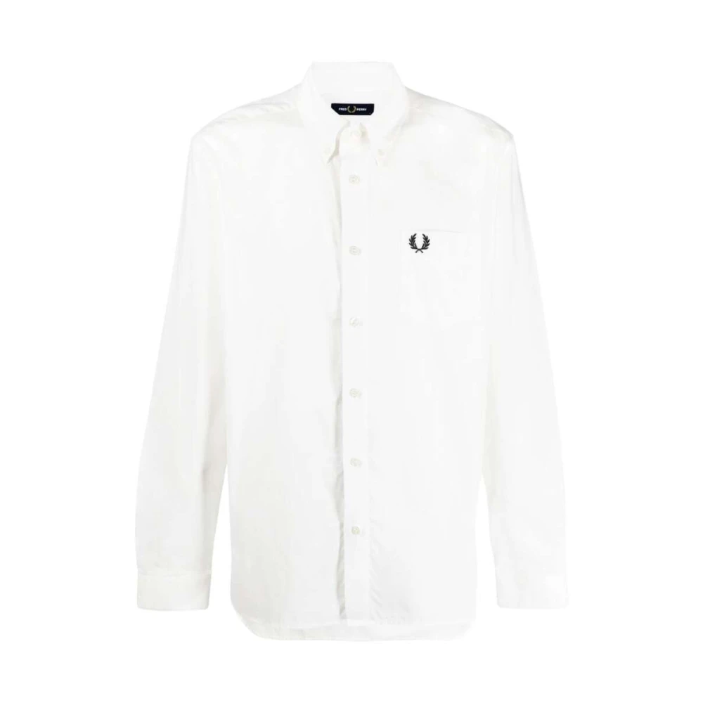 Fred Perry Logo-geborduurd Katoenen Overhemd White Heren
