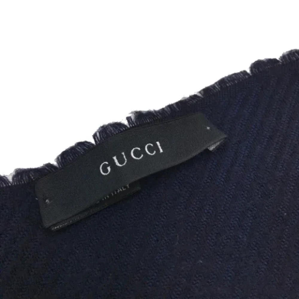 Gucci Vintage Pre-owned Wool scarves Blue Unisex