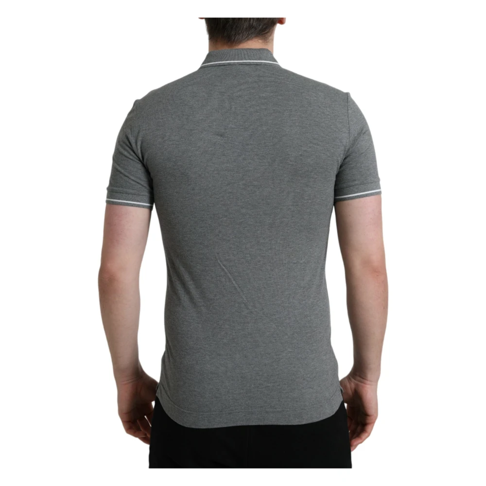 Dolce & Gabbana Grijs Katoenen Polo T-Shirt Gray Heren