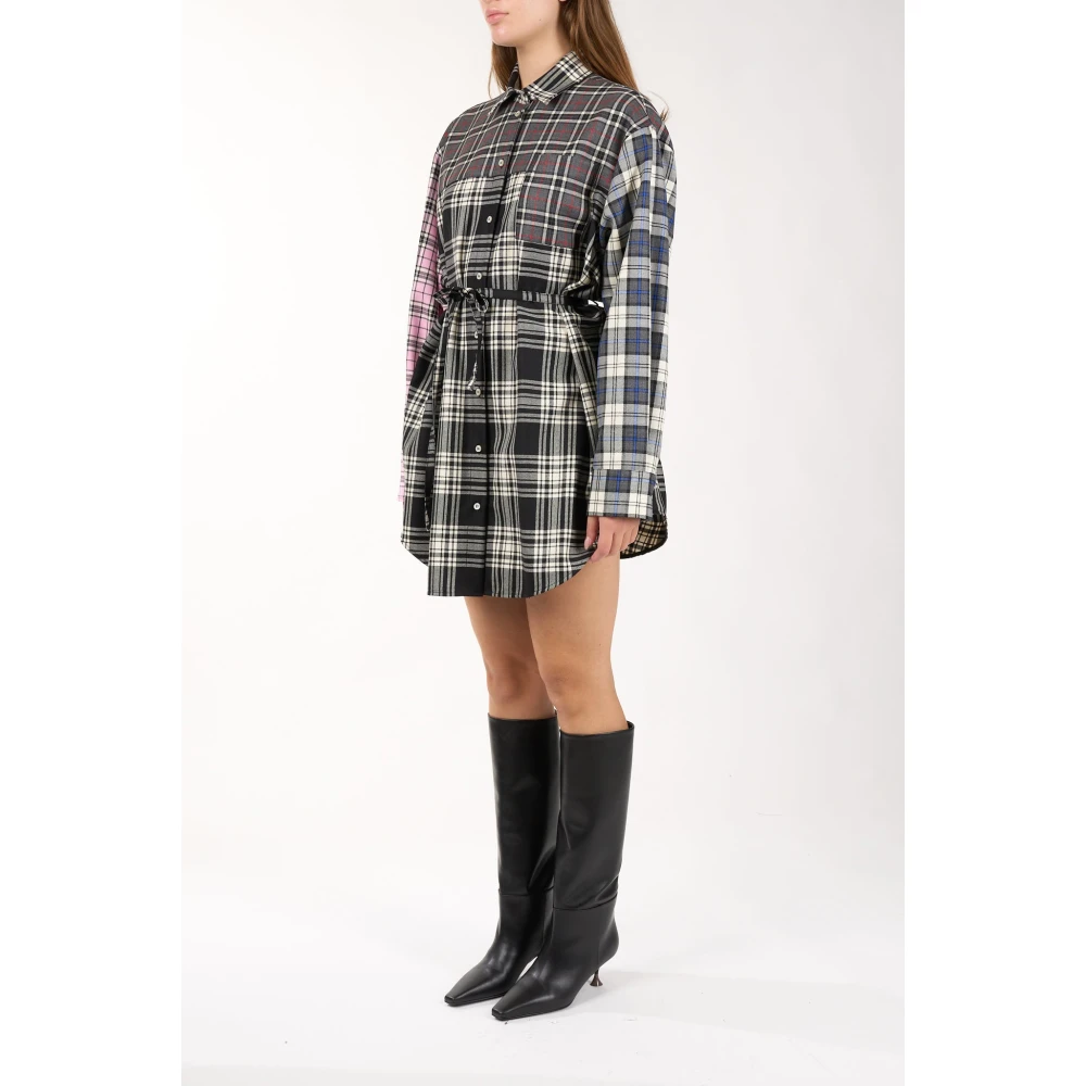 Msgm Tartan Wol Oversized Overhemdjurk Multicolor Dames