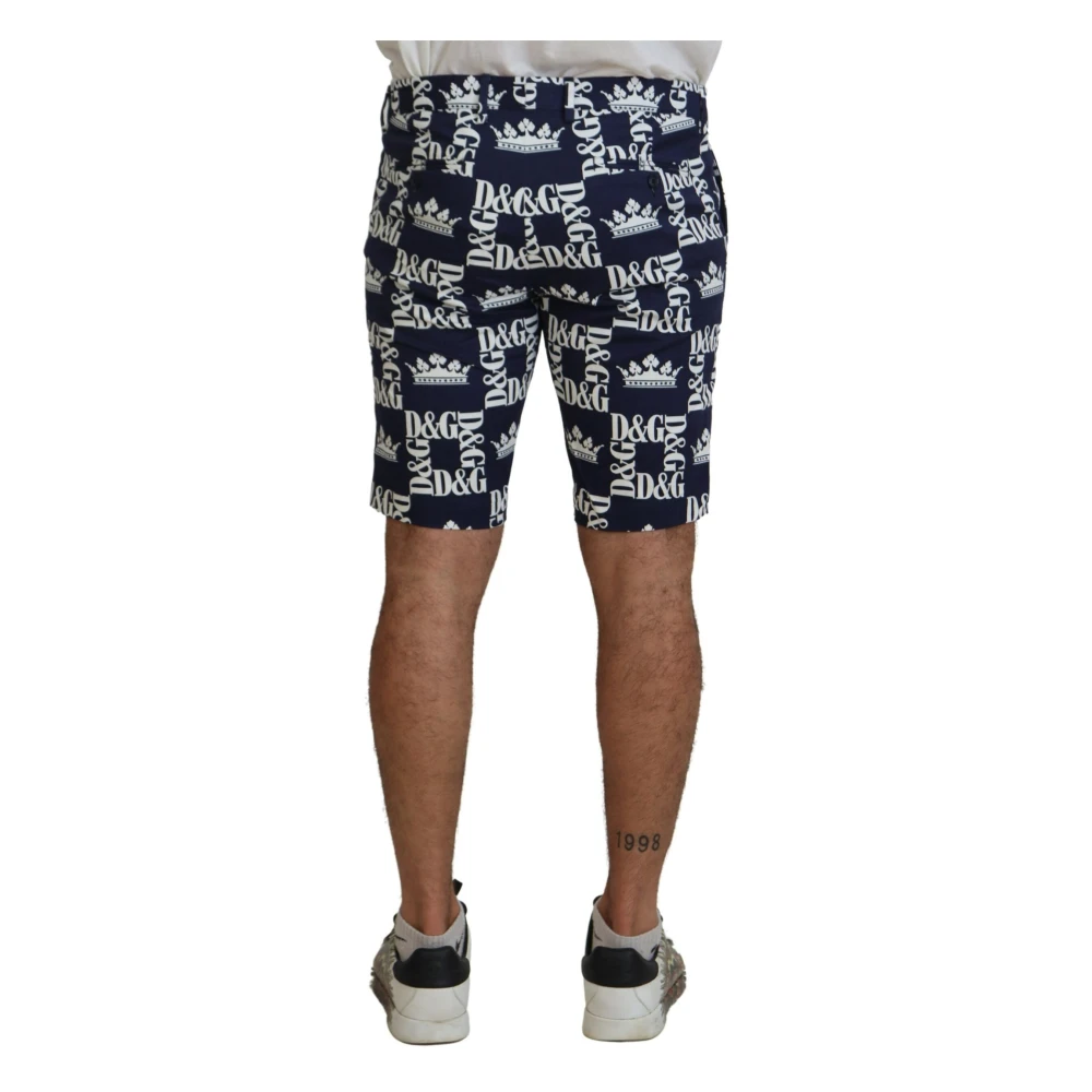 Dolce & Gabbana Kroonprint Casual Chino Shorts Blue Heren