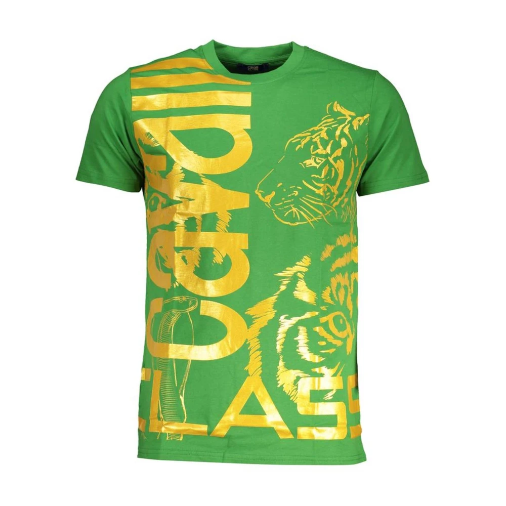 Cavalli Class Stijlvol Logo Tee Katoen Ronde Hals Green Heren